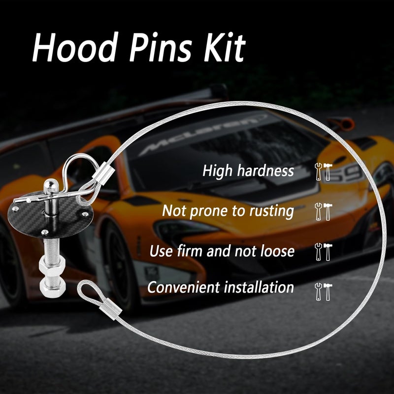 IHOTDER Stainless Steel Car Hood Pins Kit - [New Upgrade] Carbon Fiber Car Hood Cover Quick Release Pin for Reducing Shaking - Universal Automotive Exterior Accessories (Carbon Fiber Black) - Image 4