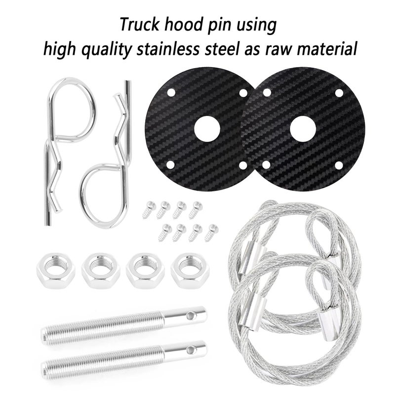 IHOTDER Stainless Steel Car Hood Pins Kit - [New Upgrade] Carbon Fiber Car Hood Cover Quick Release Pin for Reducing Shaking - Universal Automotive Exterior Accessories (Carbon Fiber Black) - Image 3