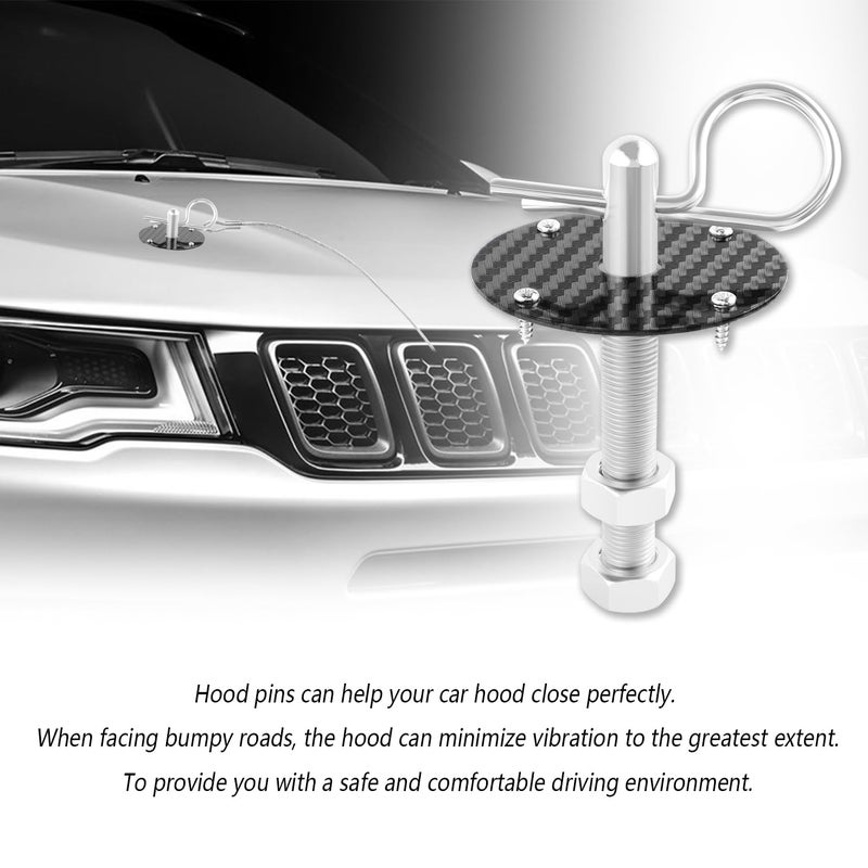 IHOTDER Stainless Steel Car Hood Pins Kit - [New Upgrade] Carbon Fiber Car Hood Cover Quick Release Pin for Reducing Shaking - Universal Automotive Exterior Accessories (Carbon Fiber Black) - Image 5