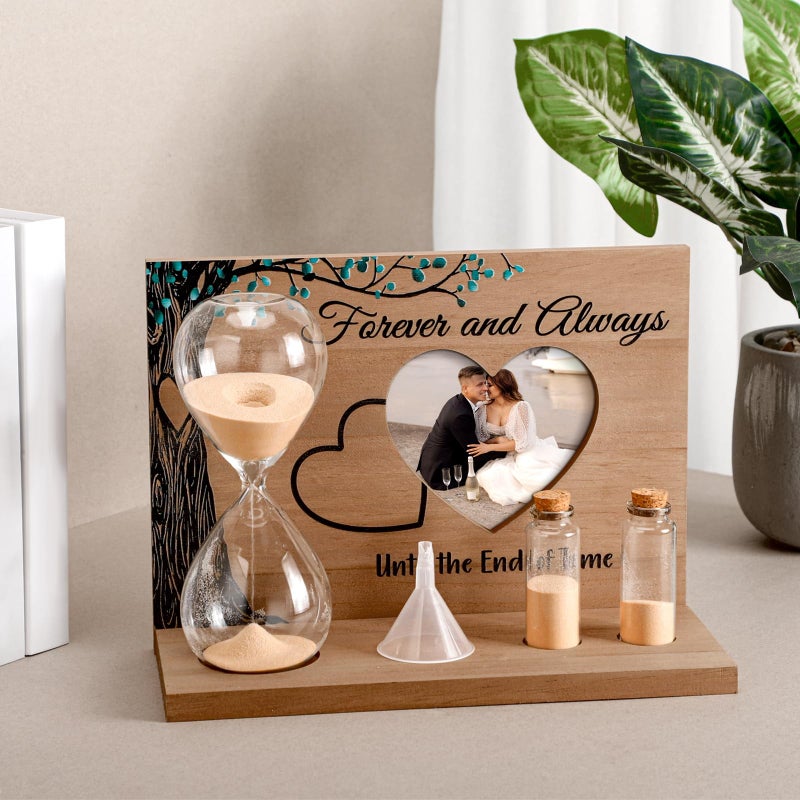Sliner Unity Sand Ceremony Kit Unity Hour Glass for Wedding Sand Set Wedding with Magnetic Wood Base Hourglass Mini Bottle for Bridal Party5 PcsClassic
