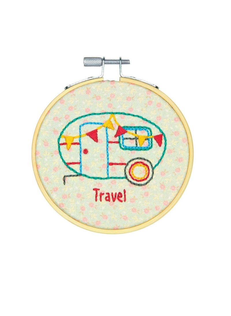 Embroiderymaterial Embroidery Kit 4 inch Round Camper Stitched In Thread - Image 3