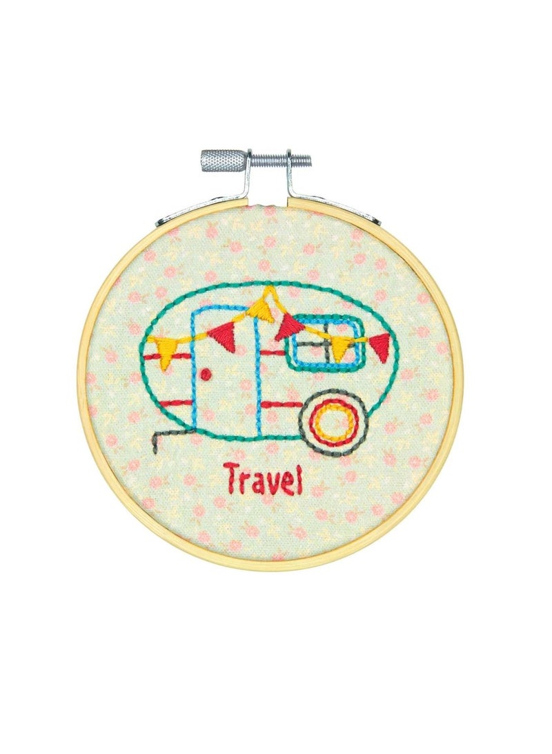Embroiderymaterial Embroidery Kit 4 inch Round Camper Stitched In Thread - Image 2