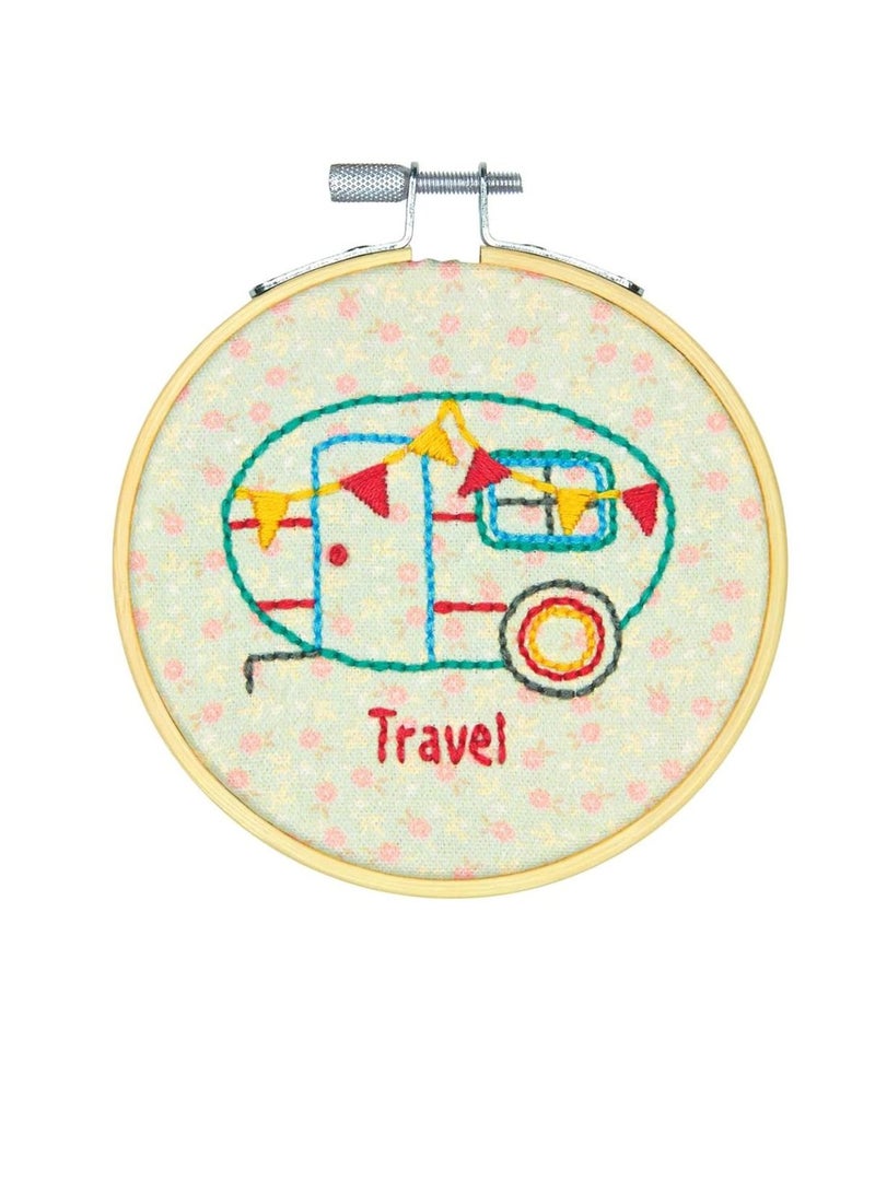 Embroiderymaterial Embroidery Kit 4 inch Round Camper Stitched In Thread - Image 1