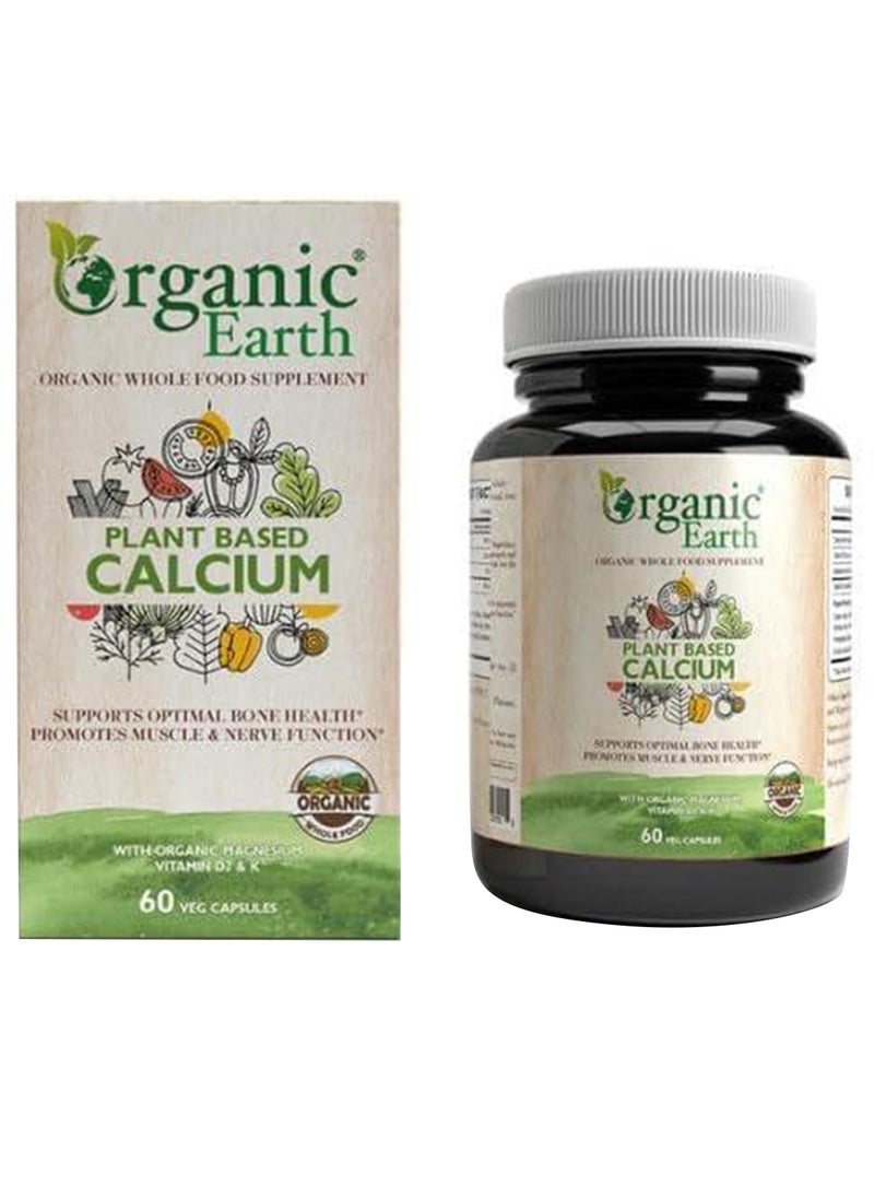 Organic Earth Plant Based Calcium with Organic Magnesium Vitamin D3&K 60 Capsules 