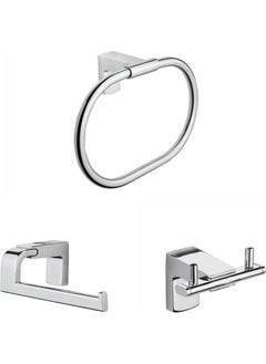Tema Premium Round Towel Holder + Coverless Paper Holder + Bathrobe Hanger 