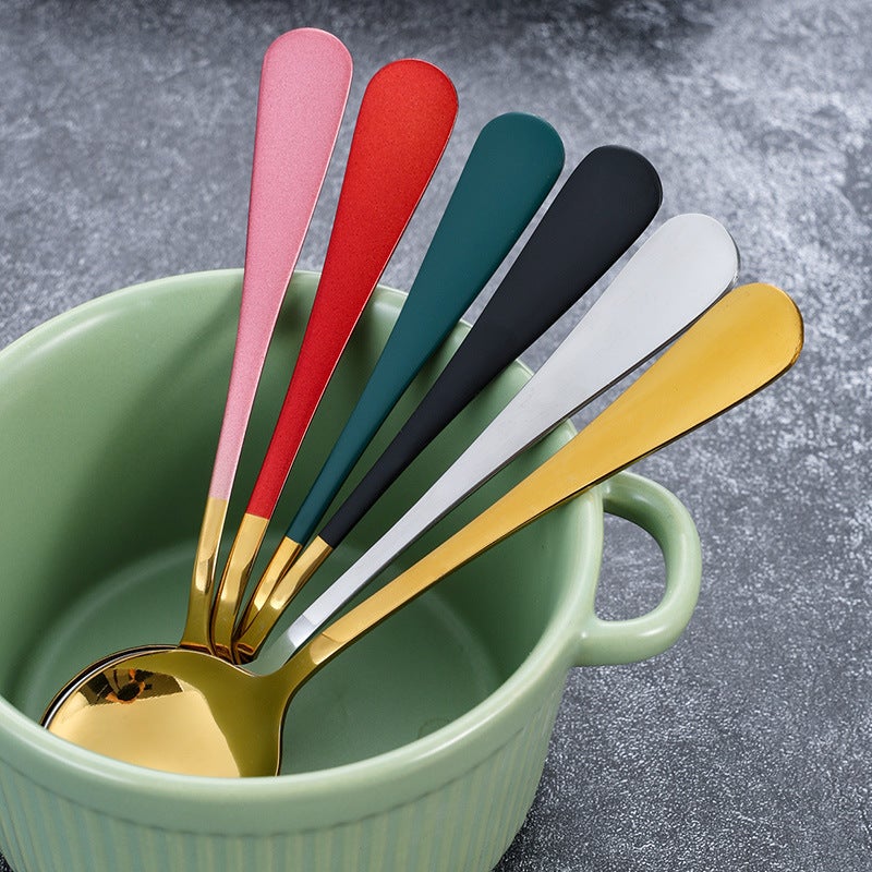 Stainless Steel Spoon Household Dining Three Round Spoon Creative Korean Long Handle Cute Internet Celebrity Spoon Small Spoon Spoon Spoon Spoon - Image 4