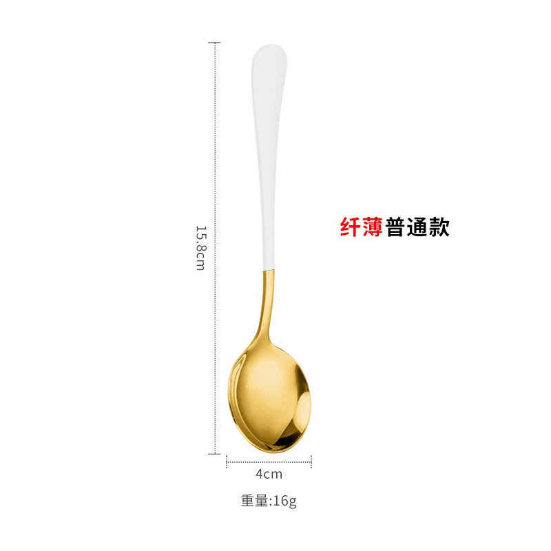 Stainless Steel Spoon Household Dining Three Round Spoon Creative Korean Long Handle Cute Internet Celebrity Spoon Small Spoon Spoon Spoon Spoon - Image 1