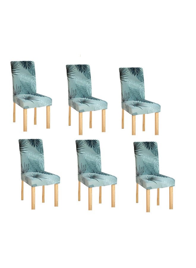 Lukzer 6PC Elastic Stretchable Dining Chair Cover Universal Protective Slipcover (Light Blue Design/ 6Cover), Polyester - Image 2