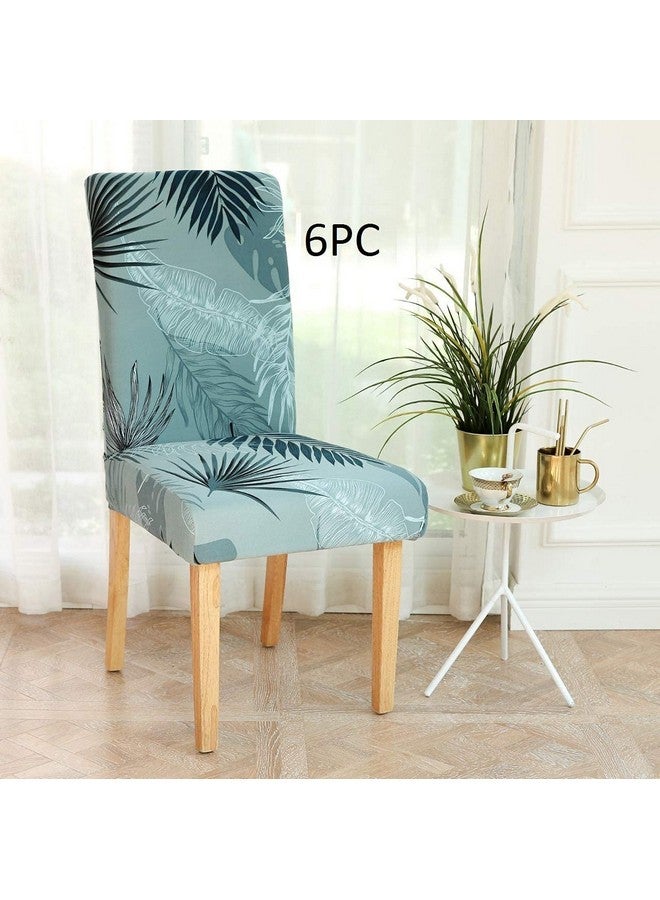 Lukzer 6PC Elastic Stretchable Dining Chair Cover Universal Protective Slipcover (Light Blue Design/ 6Cover), Polyester - Image 5