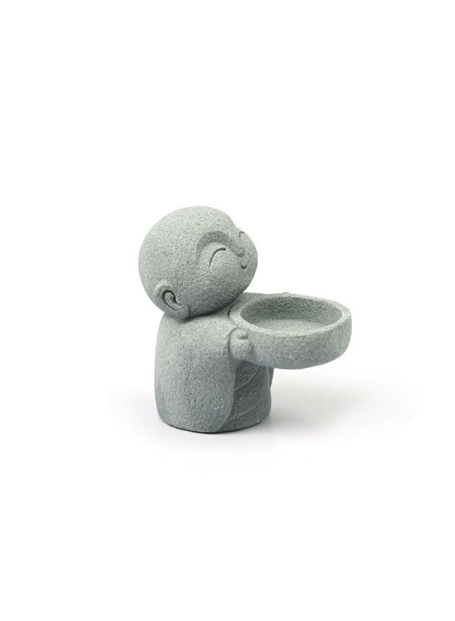 HYFAN Small Sandstone Buddha Statue Zen Monk Sculpture Candle Holder Figurine Imitation Bluestone Design Praying Ornament Home Office Feng Shui Decor for Bringing Good Luck Wealth (Jizo Monk) - Image 1
