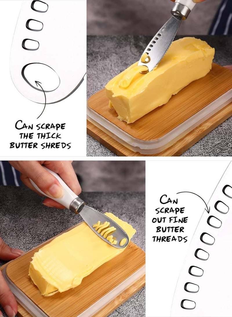 Butter Dish with Lid,Large Butter Dish for Countertop, Metal Butter Keeper with Stainless Steel Multipurpose Butter Knife,Large Butter Container, Butter Dish with lid, Ideal Kitchen Gift( White)  - Image 2