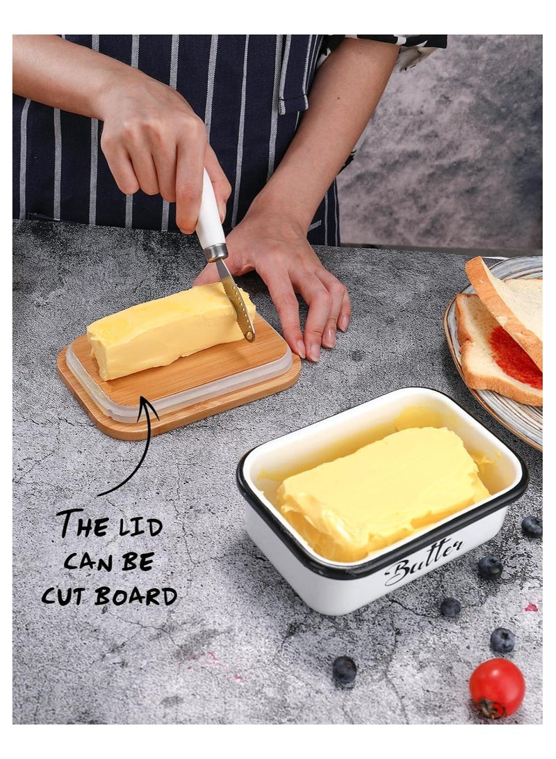 Butter Dish with Lid,Large Butter Dish for Countertop, Metal Butter Keeper with Stainless Steel Multipurpose Butter Knife,Large Butter Container, Butter Dish with lid, Ideal Kitchen Gift( White)  - Image 4