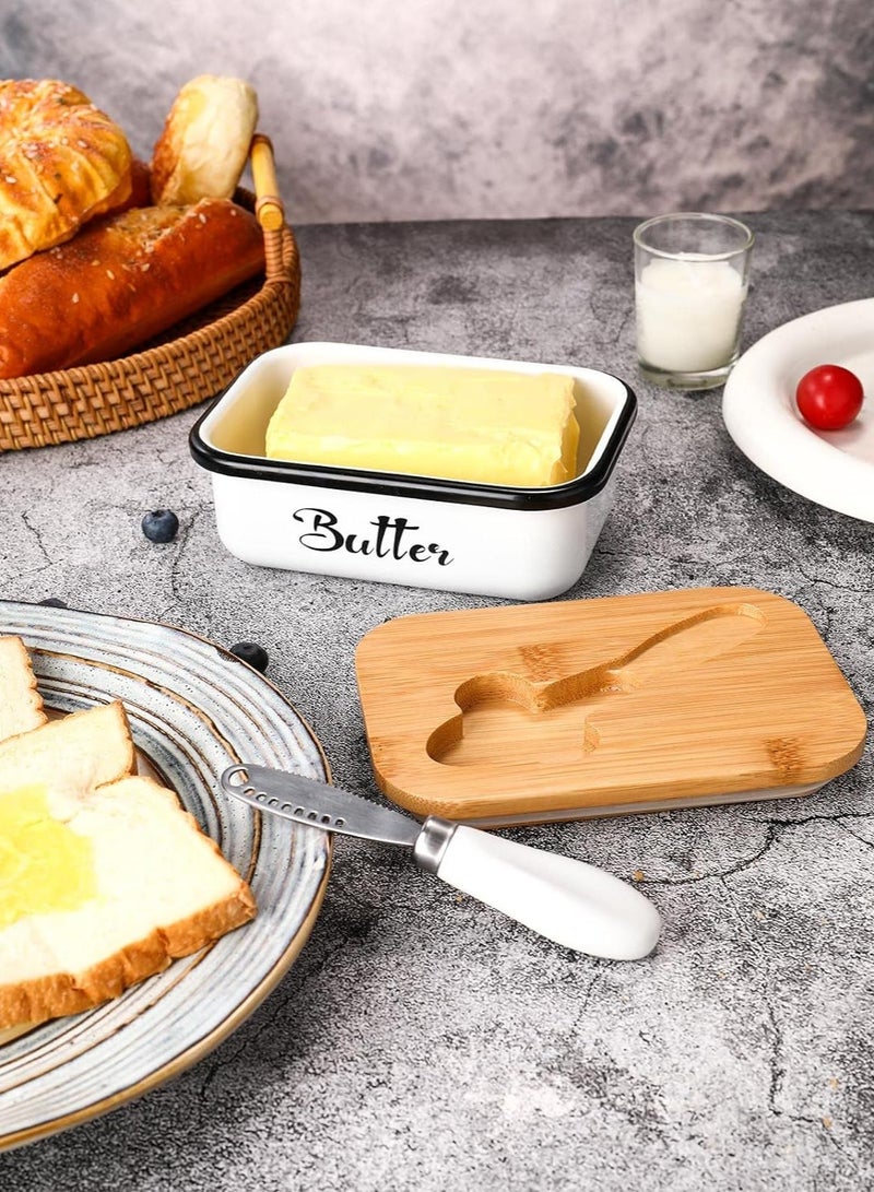 Butter Dish with Lid,Large Butter Dish for Countertop, Metal Butter Keeper with Stainless Steel Multipurpose Butter Knife,Large Butter Container, Butter Dish with lid, Ideal Kitchen Gift( White)  - Image 5