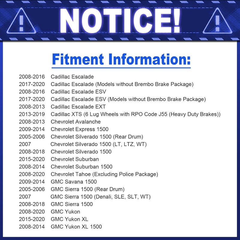 Geekstop D1363 Front Disc Brake Pads for GMC Sierra, Chevy Tahoe, Silverado, Yukon, Suburban (2008-2018) - Image 2