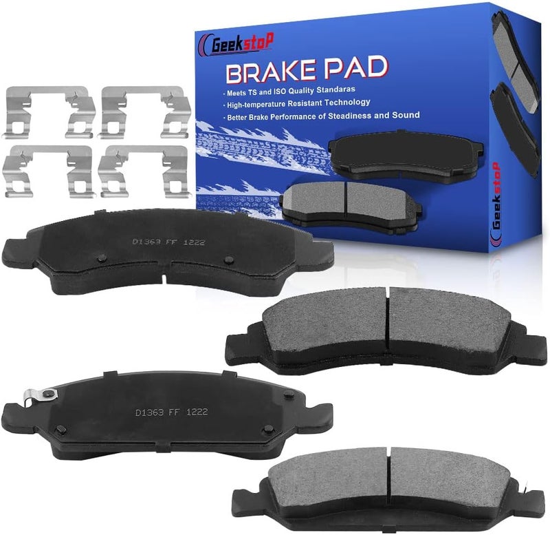 Geekstop D1363 Front Disc Brake Pads for GMC Sierra, Chevy Tahoe, Silverado, Yukon, Suburban (2008-2018) - Image 1