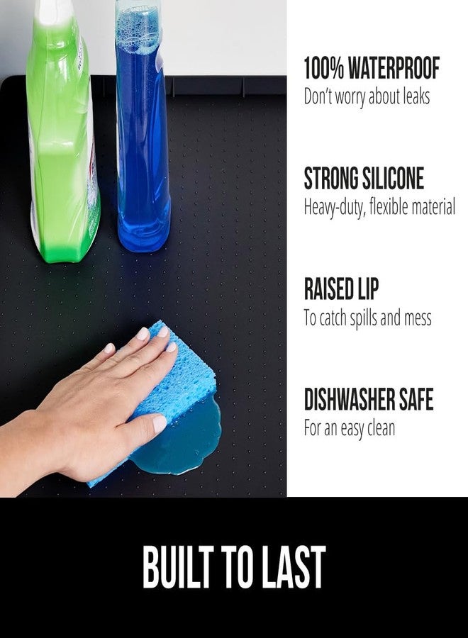 GORILLA GRIP Waterproof Silicone Under Sink Mat with Raised Lip for Kitchen and Bathroom, Cabinet Shelf Liner Stay in Place Mats Dishwasher Safe Drawer Liner, Organizer Tray, 15 x 22 in, Black - Image 2