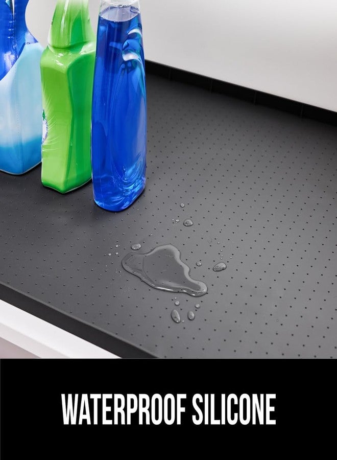 GORILLA GRIP Waterproof Silicone Under Sink Mat with Raised Lip for Kitchen and Bathroom, Cabinet Shelf Liner Stay in Place Mats Dishwasher Safe Drawer Liner, Organizer Tray, 15 x 22 in, Black - Image 3