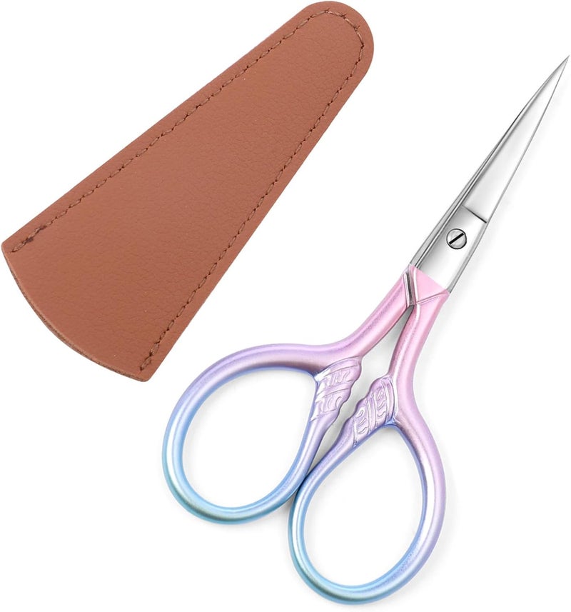Lobodt Personal Care Professional Beauty Tools (pink) Small scissors Facial hair removal and ear, nose and eyebrow, beard trimming Stainless steel fine straight head scissors - Image 1