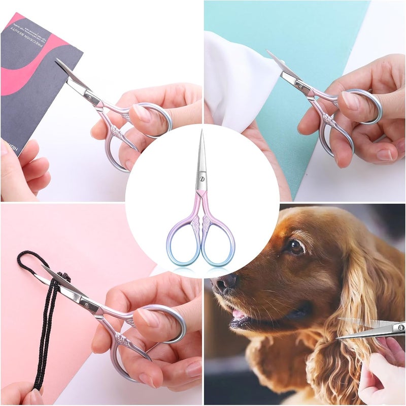 Lobodt Personal Care Professional Beauty Tools (pink) Small scissors Facial hair removal and ear, nose and eyebrow, beard trimming Stainless steel fine straight head scissors - Image 3