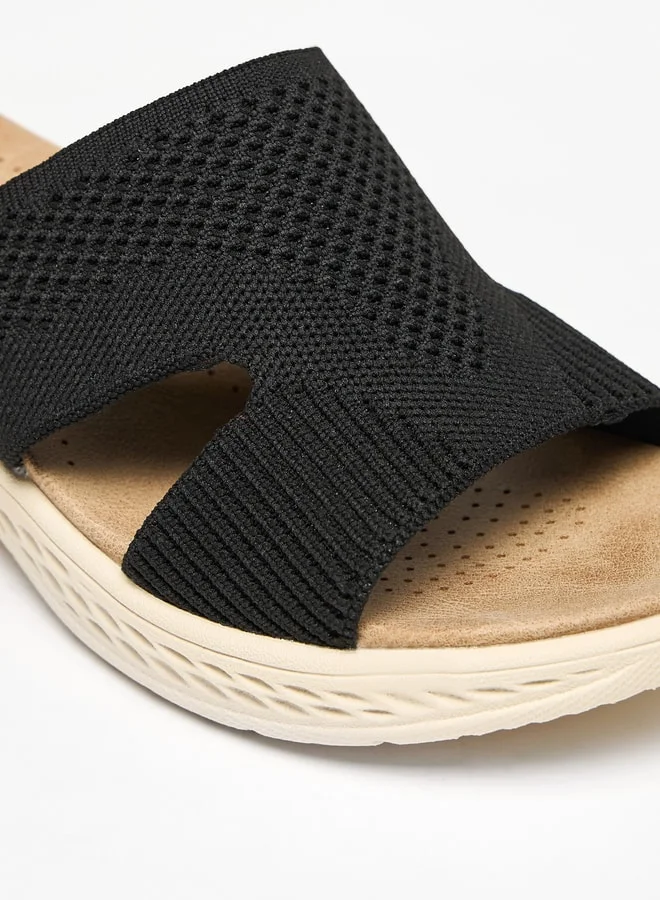 Flora Bella By Shoexpress Textured Slip-On Sandals with Wedge Heels