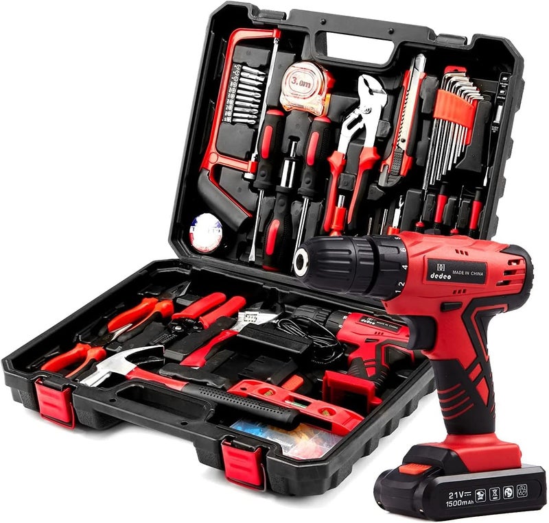 Cordless Drill Machine Tool Sets - Red - Image 1