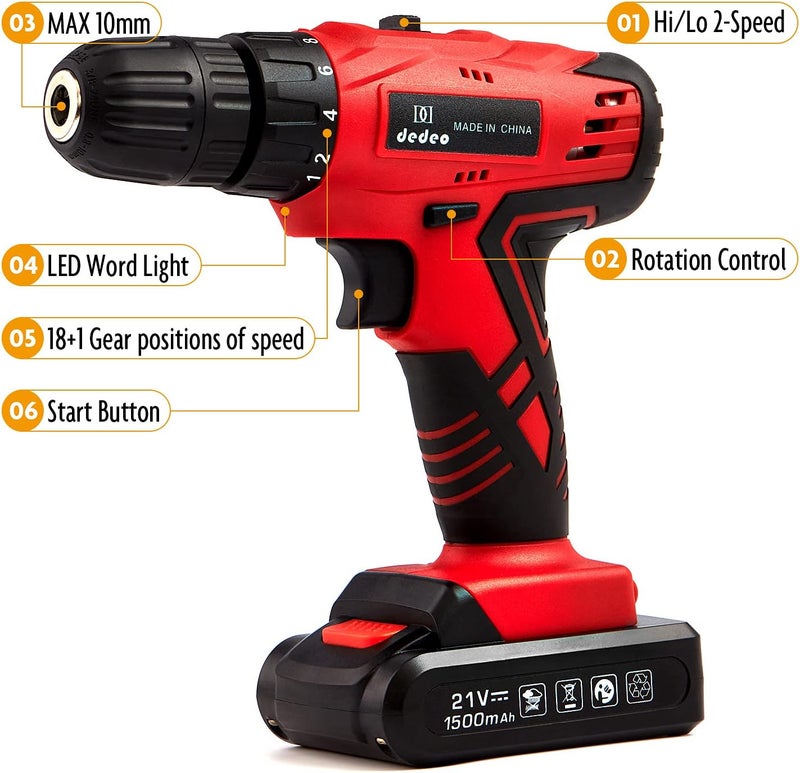 Cordless Drill Machine Tool Sets - Red - Image 3