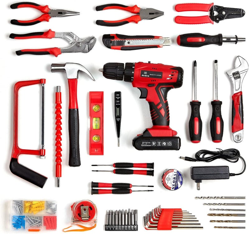 Cordless Drill Machine Tool Sets - Red - Image 2