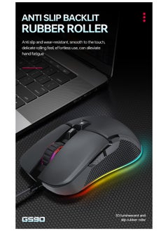T-WOLF Gaming Mouse 6400 DPI Optical Sensor 7 Programmable Buttons Mechanical Switches  Rubber Side Grips Classic Black  - Image 4
