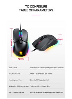 T-WOLF Gaming Mouse 6400 DPI Optical Sensor 7 Programmable Buttons Mechanical Switches  Rubber Side Grips Classic Black  - Image 2