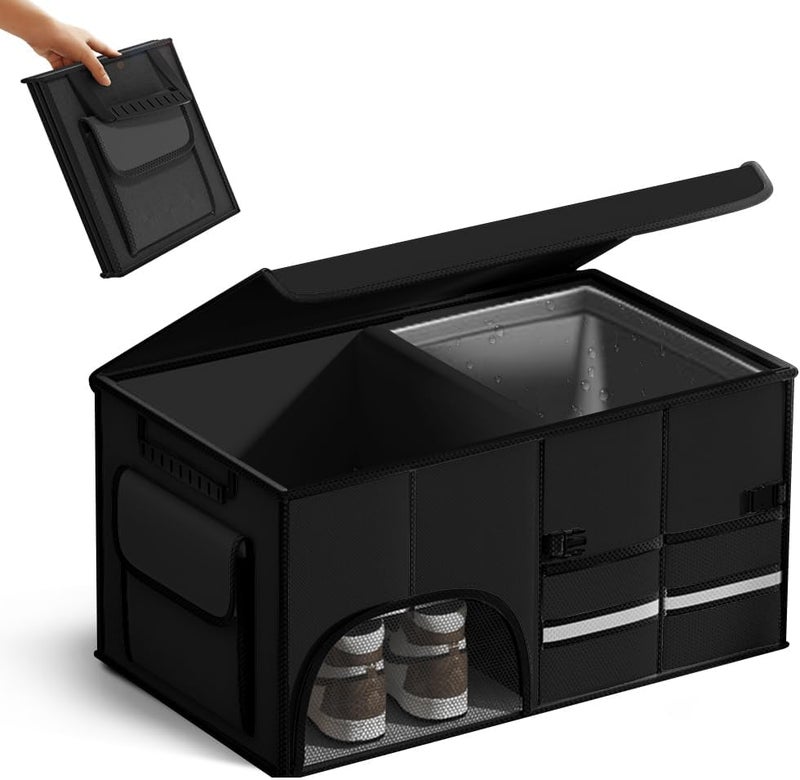ELEPHANTBOAT Car Trunk Organizer, Folding Car Boot Organizer with Durable Oxford Cloth, Removable Waterproof Liner, Multipurpose Car Trunk Organizer for Groceries, Tools & Camping (Black, 72L) - Image 1