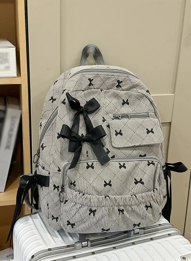 Take Two Bow Print Zip Closure Backpack