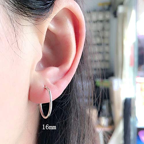 Izpack Fashion Thin Endless Sterling Silver Small Hoop Earrings for Women Teen Girls Continuous Round Huggie Hoops Hypoallergenic 14mm 16mm 18mm 20mm - Image 3