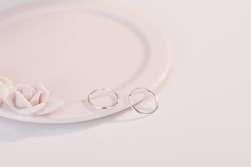 Izpack Fashion Thin Endless Sterling Silver Small Hoop Earrings for Women Teen Girls Continuous Round Huggie Hoops Hypoallergenic 14mm 16mm 18mm 20mm - Image 2