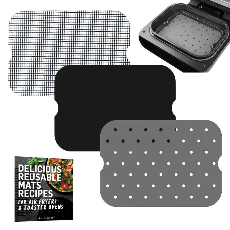 INFRAOVENS Air Fryer Accessories for Ninja Foodi Smart XL FG551 Reusable Liners with Air Fryer Recipe Book Heat Resistant Mat for Ninja Foodi Food Safe Easy to Clean and Dishwasher Safe by INFRAOVENS