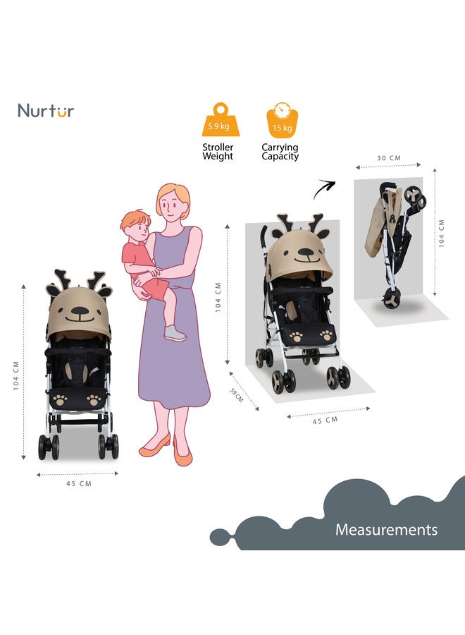 Nurtur Luca BabyKids Lightweight Stroller 0 to 36 months Storage Basket Detachable Bumper 5 Point Safety Harness Compact Design Shoulder Strap Official Product - Image 4