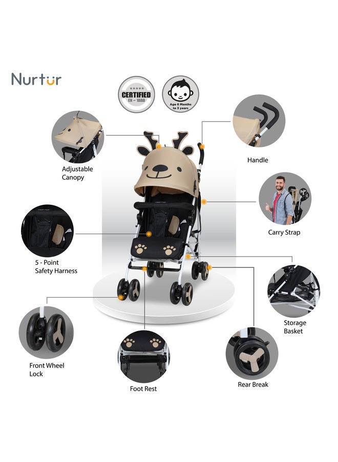 Nurtur Luca BabyKids Lightweight Stroller 0 to 36 months Storage Basket Detachable Bumper 5 Point Safety Harness Compact Design Shoulder Strap Official Product - Image 2