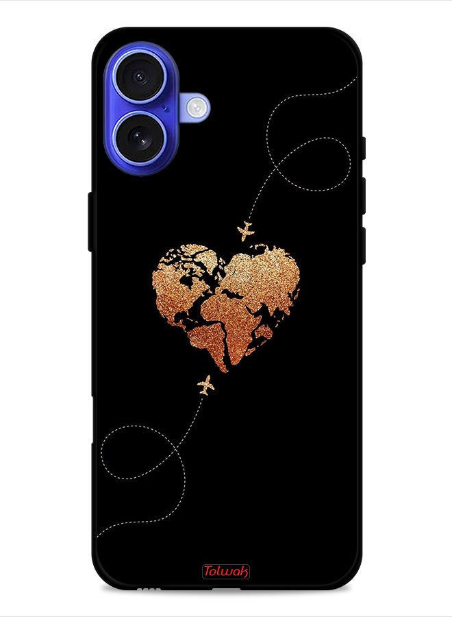 Tolwak Apple iPhone 16 Protective Case Cover Airplanes Touching Heart - Image 1