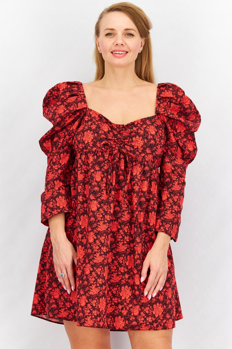 TOPSHOP Women Floral Pattern Mini Casual Dress, Multicolor - Image 1