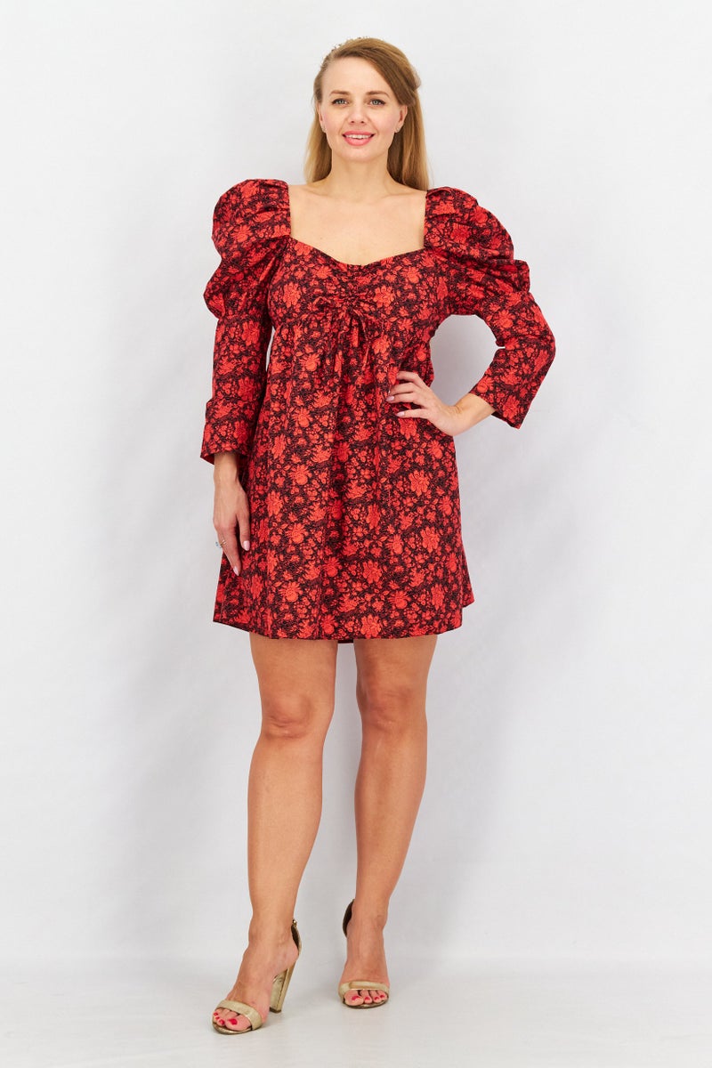 TOPSHOP Women Floral Pattern Mini Casual Dress, Multicolor - Image 3