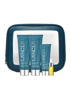 lancer Lancer Skincare The Method Intro Kit 3Step AntiAging Facial Exfoliator Cleanser and Moisturizer Kit for Glowing Skin Reveals Instantly Supple Soft Skin 