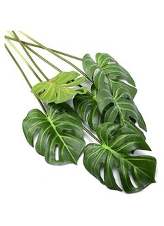 Generic 6 Pack Artificial Plants Palm Tree Leaves Faux Turtle Fake Tropical Large Imitation Leaf for Home Kitchen Party Flowers Arrangement Wedding Decorations  - Image 1