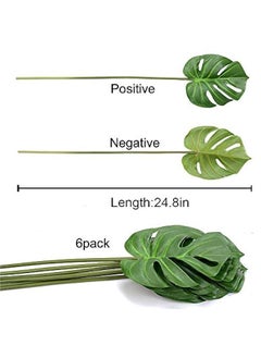 Generic 6 Pack Artificial Plants Palm Tree Leaves Faux Turtle Fake Tropical Large Imitation Leaf for Home Kitchen Party Flowers Arrangement Wedding Decorations  - Image 3