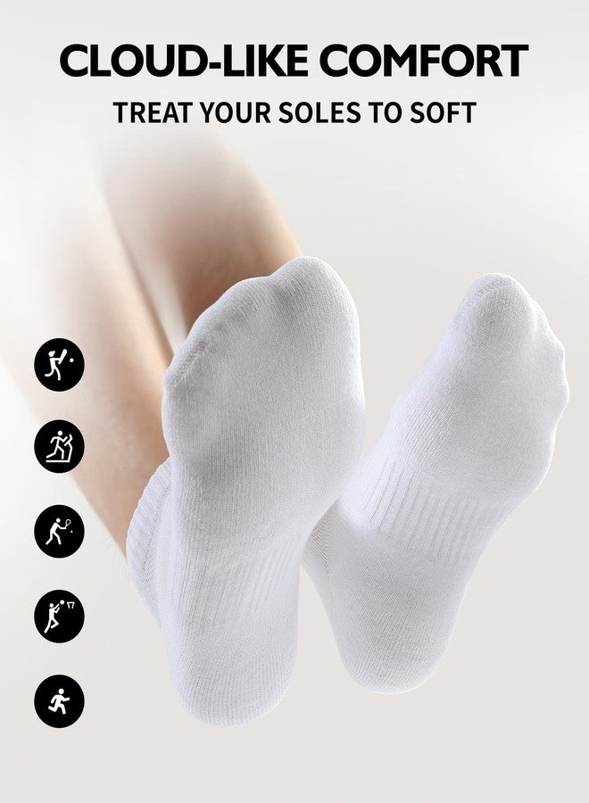 CLOSEMATE Athletic Ankle Socks for Men Women Soft Cotton Cushioned Non Slip and Breathable for Running 6 Pairs(6 White, Size L) - Image 4