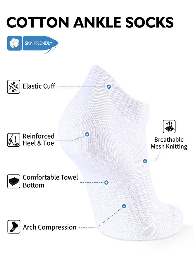 CLOSEMATE Athletic Ankle Socks for Men Women Soft Cotton Cushioned Non Slip and Breathable for Running 6 Pairs(6 White, Size L) - Image 3