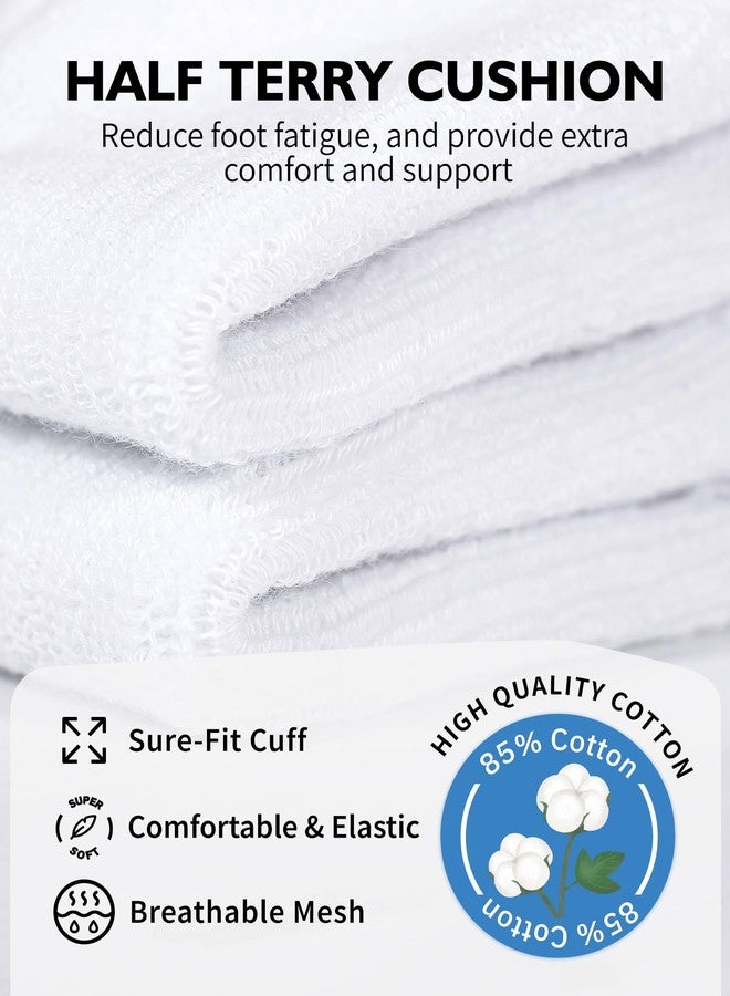 CLOSEMATE Athletic Ankle Socks for Men Women Soft Cotton Cushioned Non Slip and Breathable for Running 6 Pairs(6 White, Size L) - Image 5