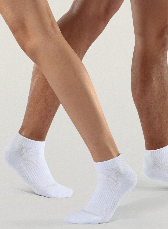 CLOSEMATE Athletic Ankle Socks for Men Women Soft Cotton Cushioned Non Slip and Breathable for Running 6 Pairs(6 White, Size L) - Image 2