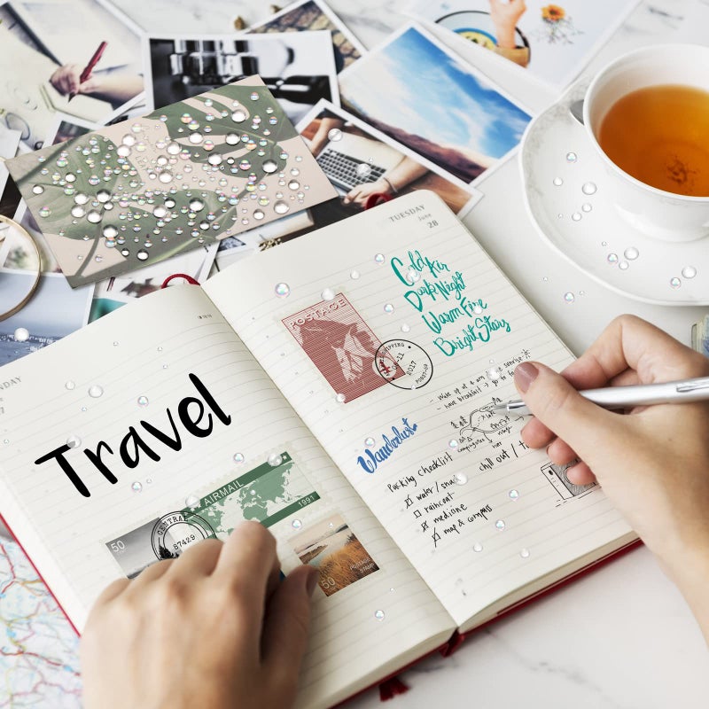 MIKIMIQI 700 Pcs Clear Dewdrop Holographic Water Droplets Embellishments Scrapbooking Card Making Supplies Resin Dewdrop Beads Clear Waterdrop for DIY Crafts Paper Decor (AB Clear) - Image 5