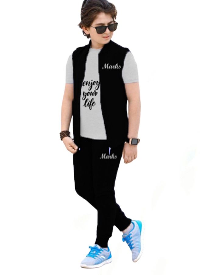 Pyjama Set and Outer Wear 3 Pieces - Black - Image 1