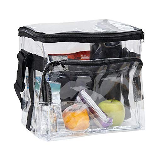 Dycica Large Clear Lunch Bags For Work See Through Plastic Lunch Box with Adjustable Strap and Front Storage Compartment Transparent Lunch Bags For Men and Women - Image 2