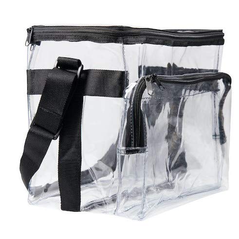 Dycica Large Clear Lunch Bags For Work See Through Plastic Lunch Box with Adjustable Strap and Front Storage Compartment Transparent Lunch Bags For Men and Women - Image 1
